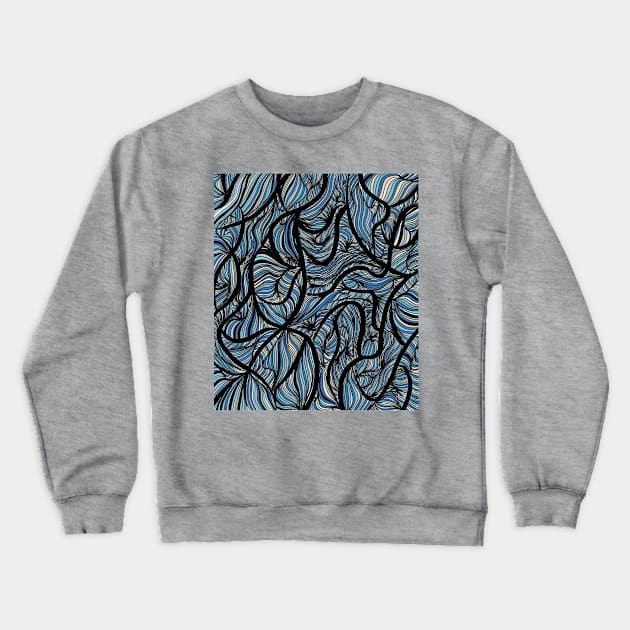 Abstract Blue Waves Crewneck Sweatshirt by halideO